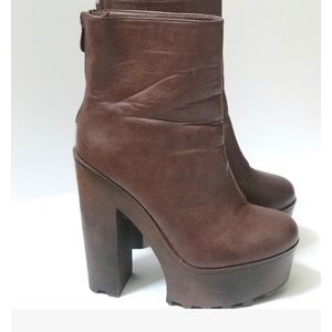 BROWN FAUX LEATHER BOOTS